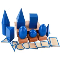 Wooden Montessori Geometry Set Toys Math Games Toys  Large 3D Shapes Geometric Solids Blocks Kids Preschool Learning Toys Gifts 2