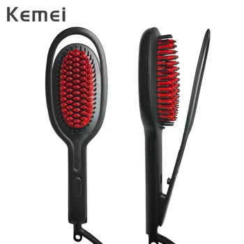 

Kemei Hair Straightener Flat Irons Brush Hair Curler Comb Hair Straight Corrugation Hot Heating Comb Curling Iron Styler F30