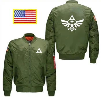 

2020 New Men's flight jacket Bomber woolliner print The Legend of Zelda Anime fastest speed of transportation plus size