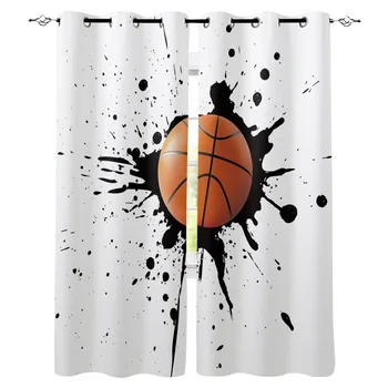 

Ink Splash Basketball Sport Window Curtains Living Room Fabric Drapes Curtain Home Draperies Curtains for Kitchen