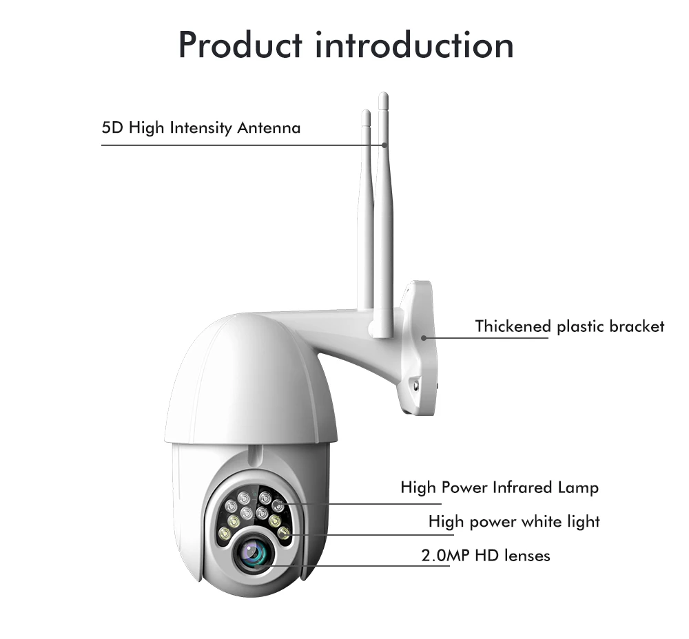 

Cewaal 1080P PTZ Security WIFI Camera Outdoor Speed Dome Wireless IP Camera CCTV Pan Tilt 4X Zoom IR Network Surveillance