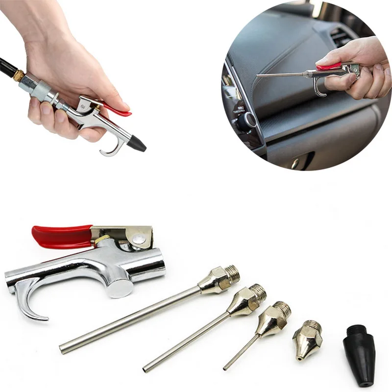 

6Pcs/Set Air Blow Gun Accessories Set Multifunction Air Duster Gun Accessory Kit with Interchangeable Nozzles OverSized Trigger