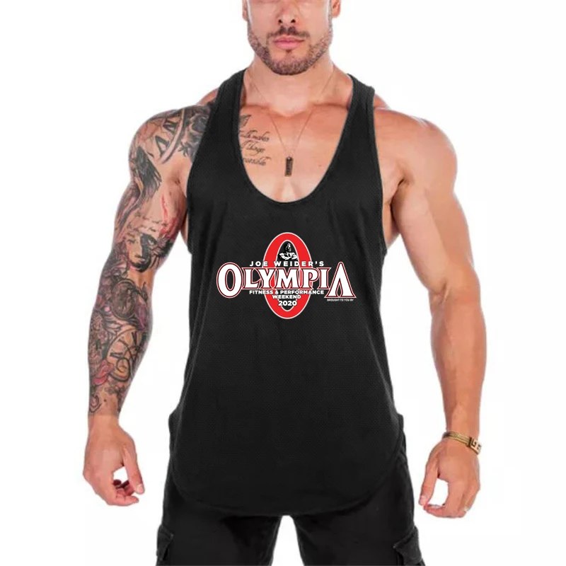 

Muscle Guys Workout Gym Clothing Bodybuilding Mesh Tank Top Men Singlets Fashion Sleeveless Fitness Quick-drying Stretch Vest