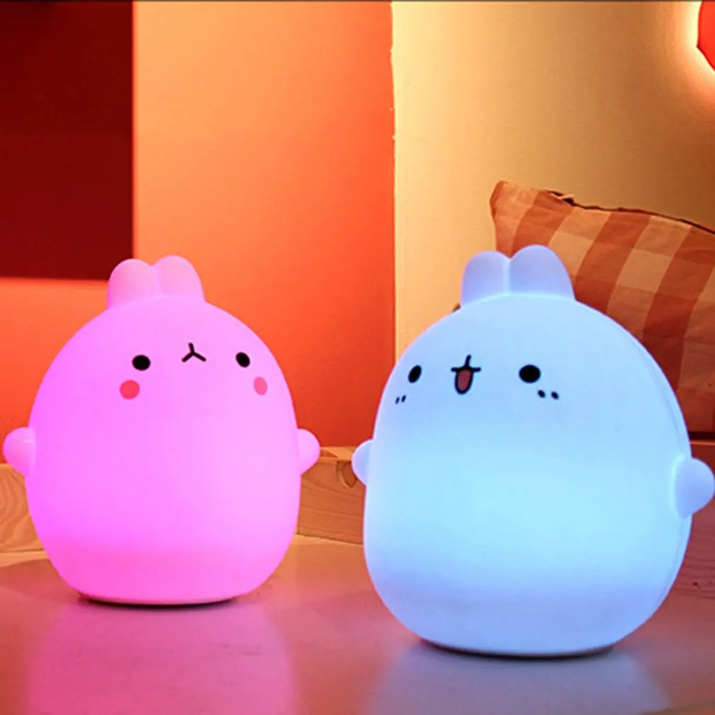 Portable 5V 0.8w USB LED Night Light Colorful Little Rabbit Lamp Touch Sensor Night Lamps For Bedside Bedroom Sleeping Light