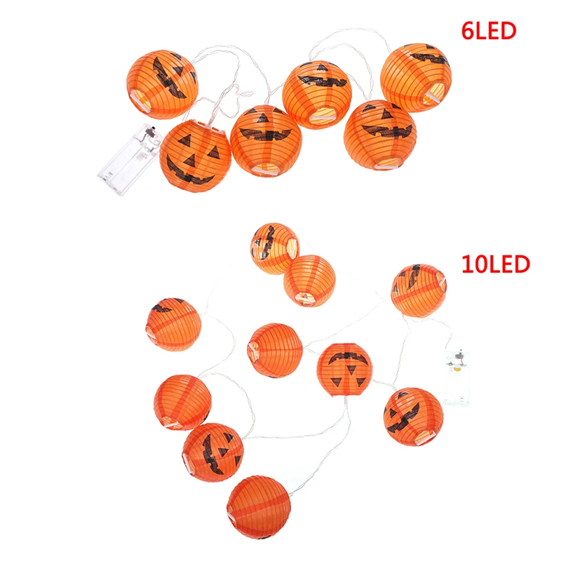 New 1 Set Warm Lights Halloween Home Decoration Accessory Orange Pumpkin 6/10 LED String Lights Halloween Decoration