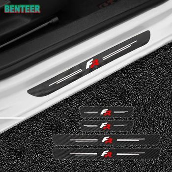 

4pcs/lot NEW FR Carbon Fiber Car Door Sills Protector Stickers for seat FR Racing leon cupra ibiza ATECA