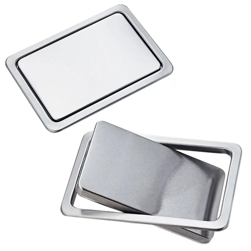 Tapa de solapa oscilante empotrada de acero inoxidable, cubo de basura, encimera de cocina