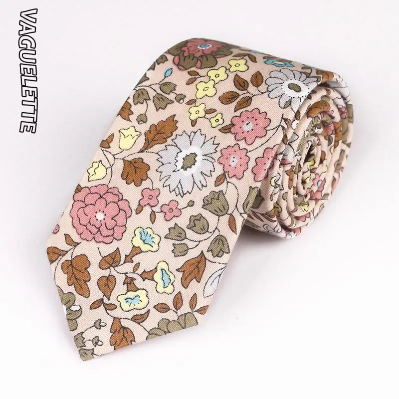 453-L VAGUELETTE милый галстук для мужчин и женщин тонкий галстук принт с цветочным узором 7 см хлопковые Галстуки для женщин Женская праздничная одежда - Цвет: 453-L