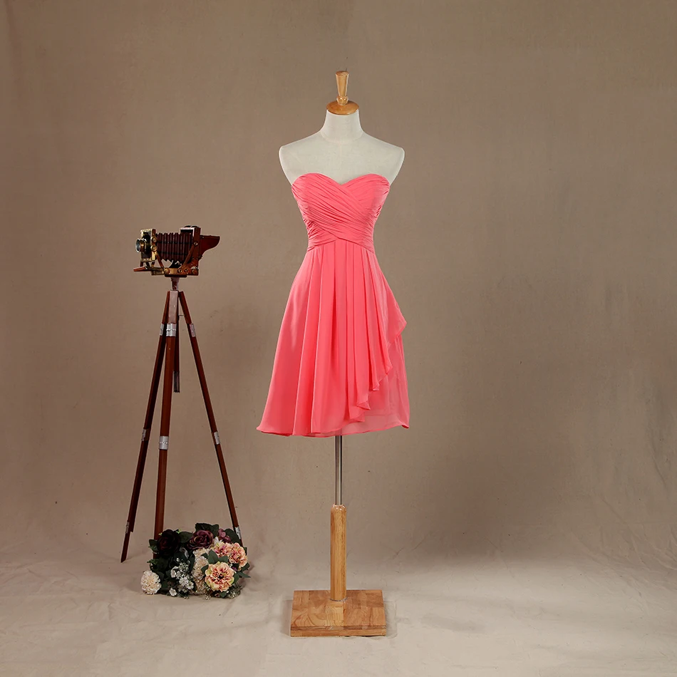 Vestido de festa платье подружки невесты шифоновое ТРАПЕЦИЕВИДНОЕ короткое платье подружки невесты es складки вырез сердечком элегантные вечерние платья размера плюс