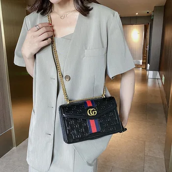 

Fashion Embossed Small Bag 2020 N ew Korean Version Of The Wild Double Shoulder Strap Messenger Bag Ladies Simple Solid Color Ba