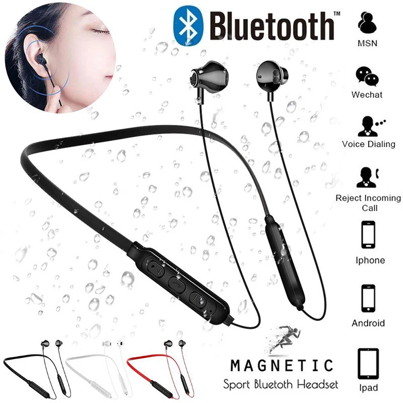

Hanging Neck Bluetooth Stereo Headset In-ear Earphone Sports Neck Hanging Running for IPhone Huawei Portable wireless earphone