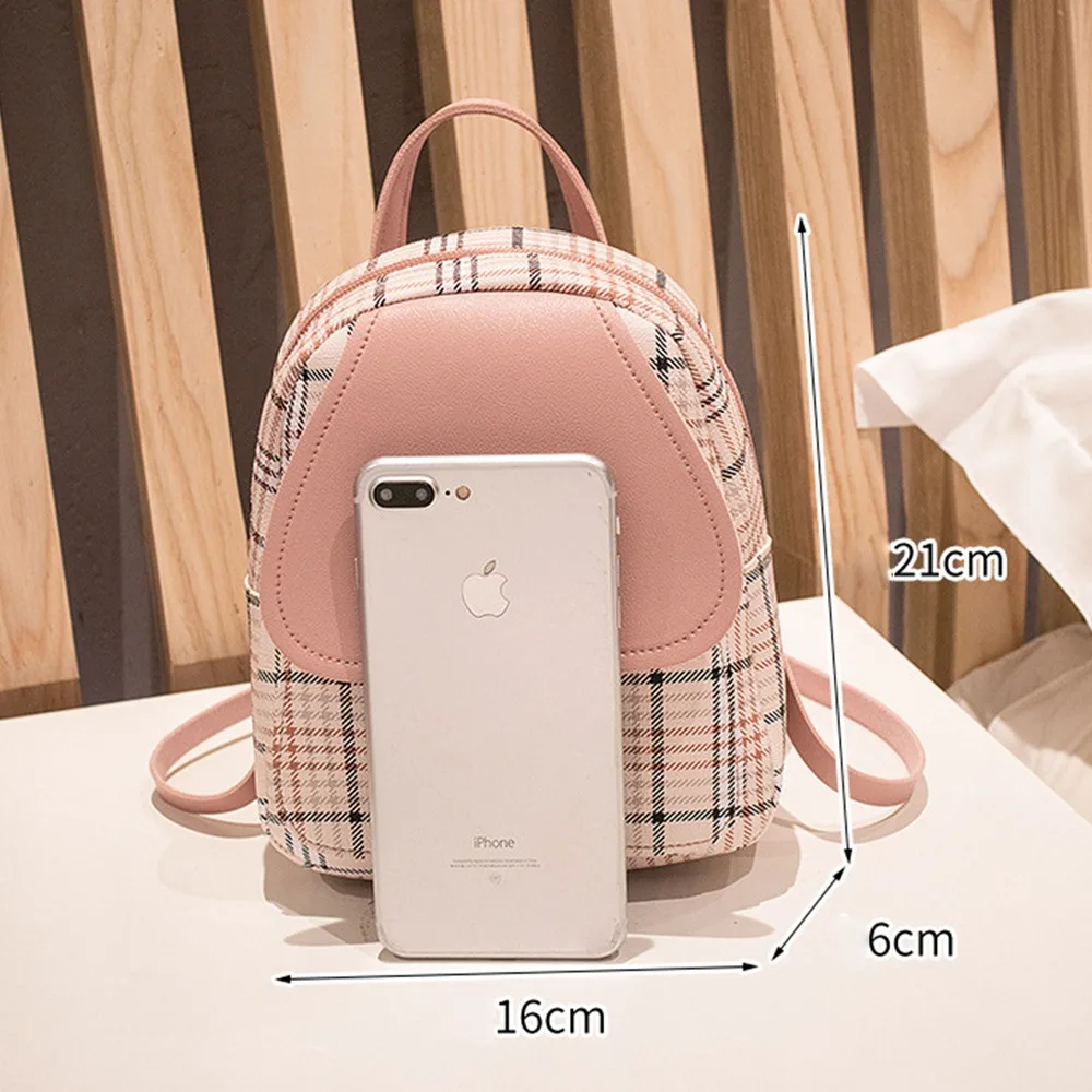 Puimentiua Mini Backpack Crossbody Bag For Teenage Girl Plaid Women Shoulder Phone Purse Korean Style New Trendy Female Bagpack 5