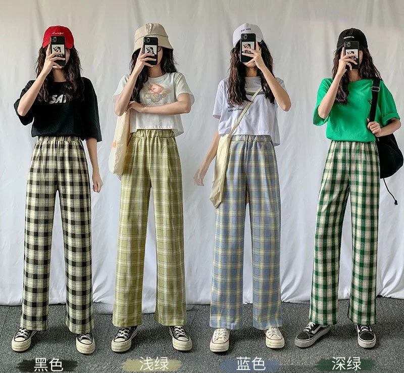 Pantalon Femme Carreaux Chic Élégant