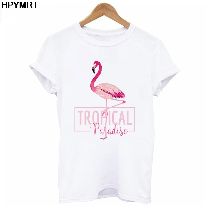 

Футболка с принтом фламинго, Женская Повседневная модная футболка с эстетикой, kawaii, уличная одежда harajuku, новая летняя футболка, женские топы, одежда