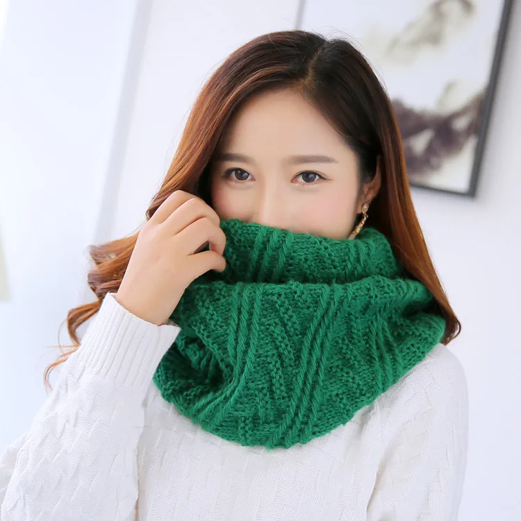 Зимний шарф для женщин, вязаные кольца, шарфы, утепленные вязаные шарфы для дам, снуд - Цвет: I