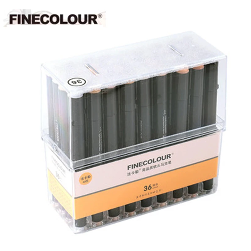 Finecolour EF103 алкогольных жирной основе художественный маркер для белой доски с коробкой 12/24/36/48/60/72/240 Цвета зубная щетка с двумя головками и мягкой щеткой профессиональный