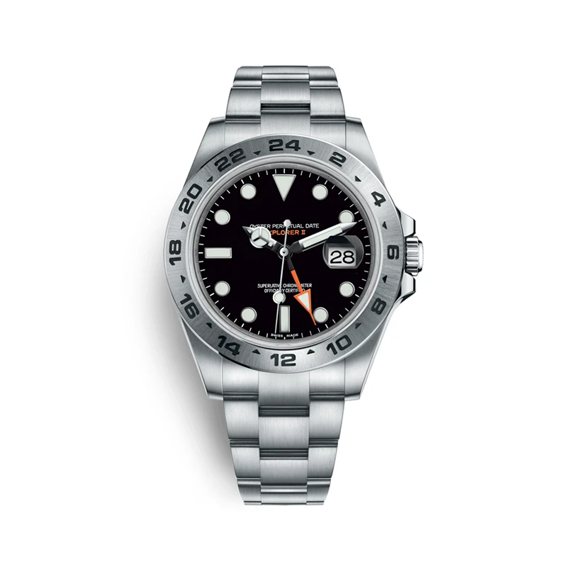 Rolexable, мужские часы, механические сапфировые часы, спортивные, нержавеющая сталь, водонепроницаемые, 100 м, explorer, механические наручные часы 904L