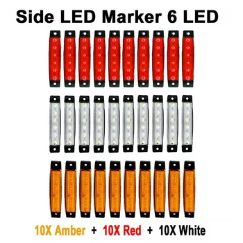 

30pcs Red/Amber/White Side Marker LED Light Flush Mount Car Truck Trailer Waterproof LED Light Tail Indicator Parking Light