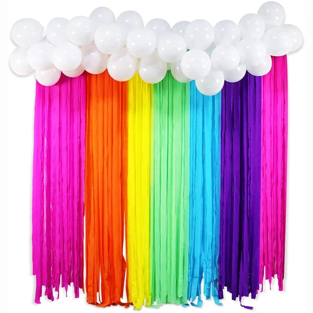 Rainbow Party Decorations White Balloon Garland Rainbow Crepe
