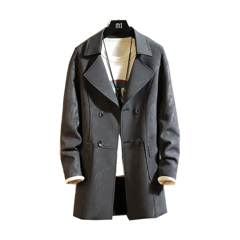 Новые длинные Тренч брендовая мужская одежда зимняя модная OvercoatThick серый мужской