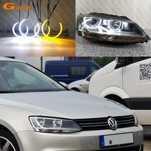 

For Volkswagen VW Jetta Sagitar A6 MK6 IV Halogen Headlight Ultra Bright SMD LED Angel Eyes kit halo rings Car Accessories