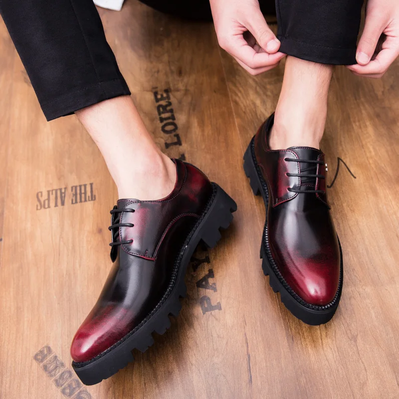 Merkmak/Мужская обувь в британском стиле; модные модельные туфли с круглым носком; дышащая Осенняя формальная обувь; оксфорды на шнуровке; большие размеры