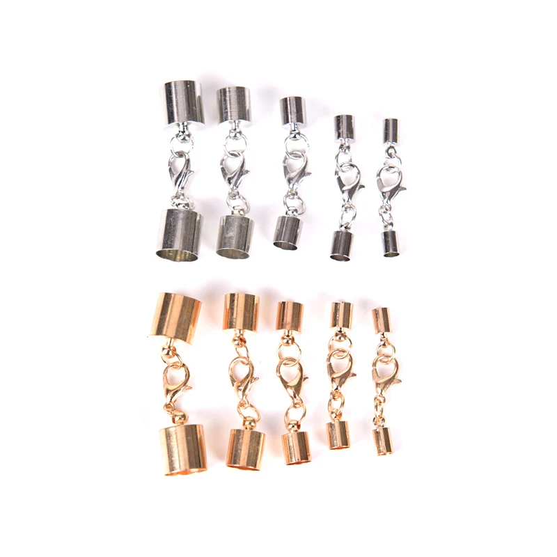 10 Sets Lobster Clasps DIY Jewelry End Caps Connector Leather For Bracelet Necklace Making