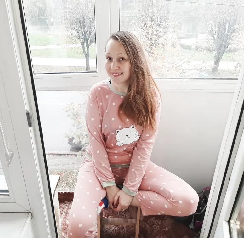 Женский пижамный комплект из 2 предметов, тонкий фланелевый пижамный комплект в горошек, осенне-зимняя мягкая одежда для сна с длинными рукавами для девочек с милым котиком