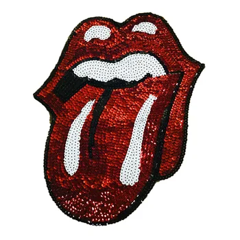 

Cute Patches Fashion Large Red Sequins Tongue Patch for Clothing Applique for Jeans jacket DIY Accessories Cute Sew on Patches