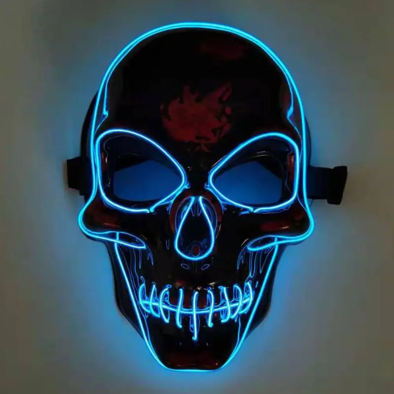 Halloween Skeleton Mask LED Illuminated Scary EL-Wire Mask Light Up Festival Cosplay Costume Supplies Party Mask Glowing Props