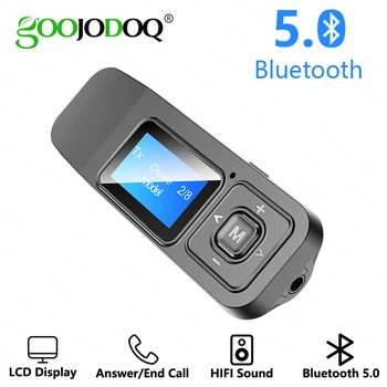 

USB Bluetooth 5.0 Transmitter Receiver 5 in 1 LCD Display Adapter Dongle 3.5 AUX for TV PC Headphones Home Stereo Car HIFI Audio