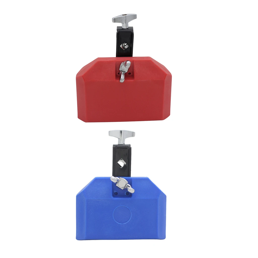 Portable 2Pcs Plastic Cow Bell with Sticks Mallets Musical Instrument for Cowbell Holder Stand Red & Blue