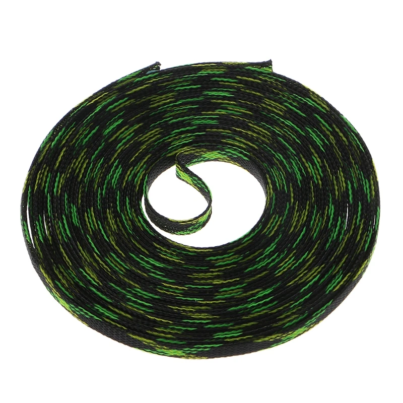 

10M 4-25mm Expandable PET Braided Cable Wire Sleeving Sheath Black+Yellow+Green