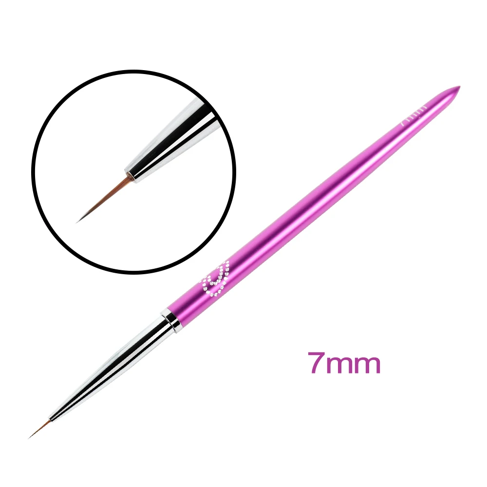 ANGNYA 1Pcs 7/9mm Kolinsky Hair Nail Art Brush Metal Handle Heart-shaped French Lines Stripe Flower Drawing Liner Pen Nail Tools 2