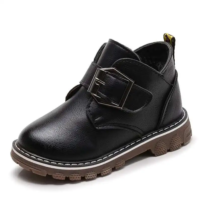 winter baby boys shoes warm fleece side shoe european 27-35size pu shoes thick show boots antiskid 4-10 years old shoes