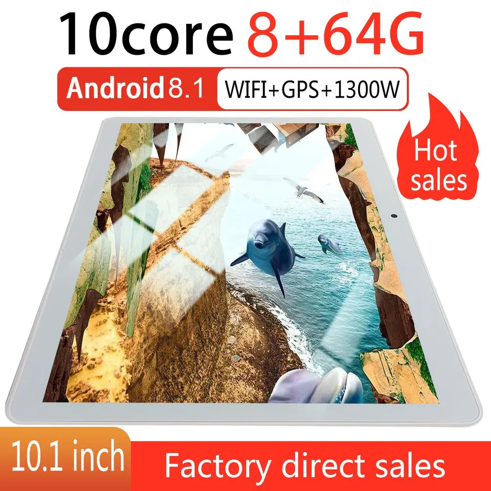 KT107 Round Hole Tablet 10.1 Inch HD Large Screen Android 8.10 Version Fashion Portable Tablet 8G+6