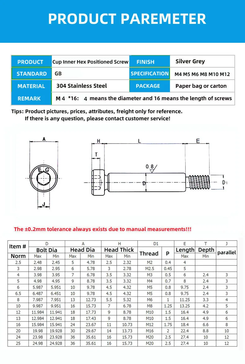 304 Flat hex head flat end 1