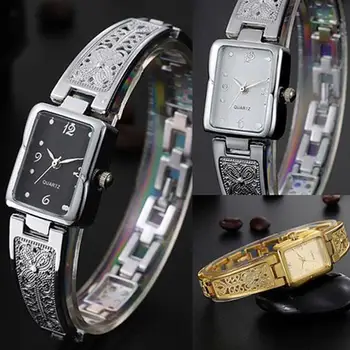 

Lady's Square Case Stainless Steel Band Analog Quartz Bracelet Dress Wrist Watch