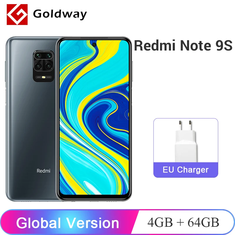 Xiaomi Redmi Note 9S 4 ГБ 64 Глобальная версия Мобильный телефон Snapdragon 720G Восьмиядерный 48Мп