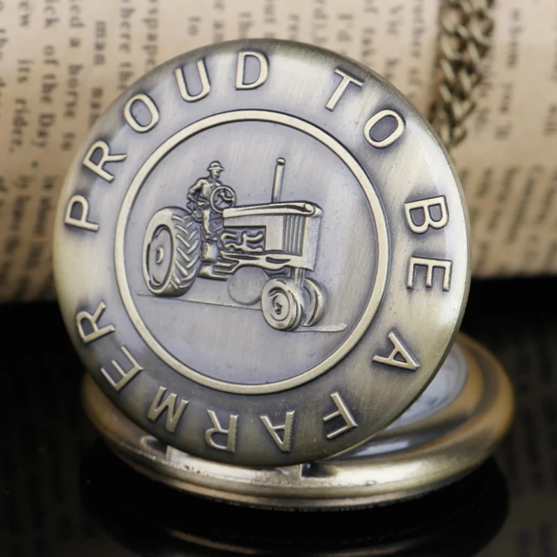 Farmer Car Tractor Quartz Pocket Watch Vintage Steampunk Fob Watches Men Women Necklace Pendant Clock Time With Chain