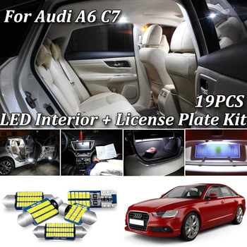 

19Pcs White Canbus Error Free For Audi A6 S6 RS6 C7 4G Quattro Sedan Avant LED License plate Lamp + LED Interior Lights Kit