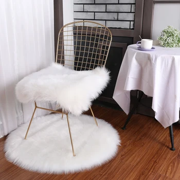 

HQ Cilected Pure White Round/Square Carpets For Living Room Grey/Pink Soft Plush Faux Fur Square Chair Cover Seat Pad Bedroom
