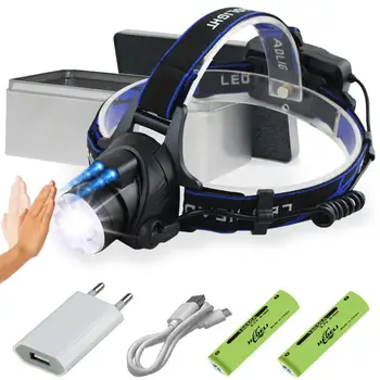 

IR Sensor head lamp led headlamp rechargeable head torch flashlight xml l2 t6 headlight usb headtorch waterproof 18650 battery