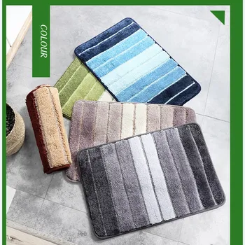 

Household striped bath rug cover door mat bathroom absorbent non-slip bath mat 80x120, household bedroom floor carpet