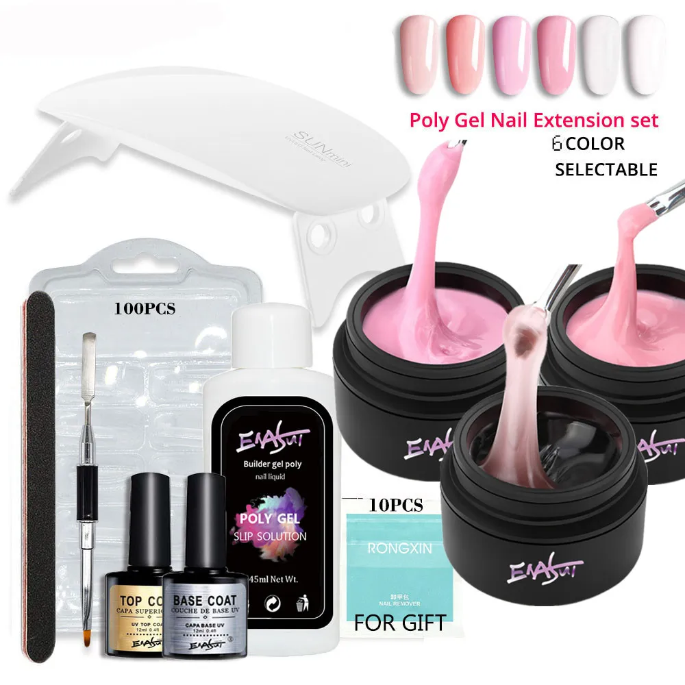 

ENASUI Nail Builder Extend Gel LED Lamp 9Pcs/Kit UV LED Gel Poly Quick Extension Nail Gel Building Nail Art Soak off Polish Kit