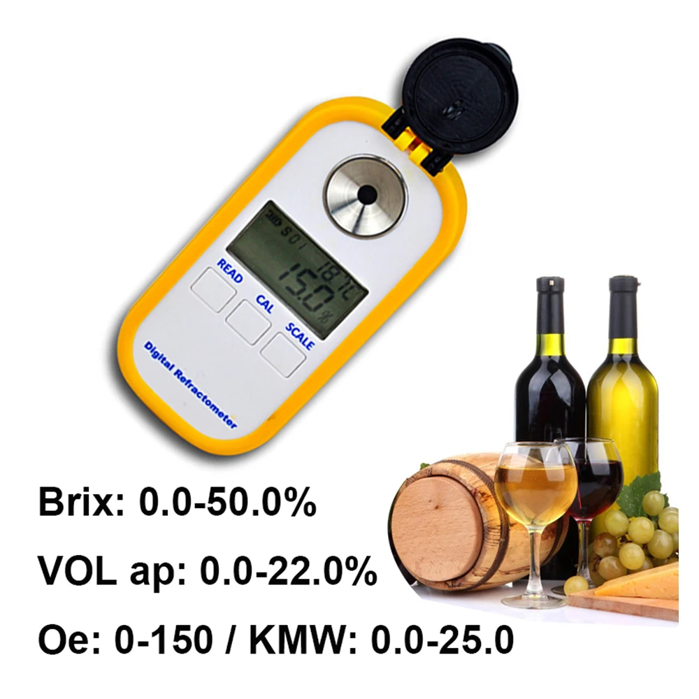 Портативный цифровой спиртовый рефрактометр, измеритель Брикса для вина, OE KMW, тестер, рефрактометр для вина, для пивоварения, для определения концентрации сахара