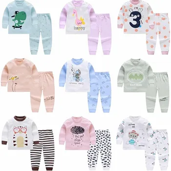 Autunno bambino vestiti Unisex 2021 nuovi bambini biancheria intima in puro cotone Set stampato cartone animato abiti per bambini abbigliamento per il tempo libero abiti per bambini 1