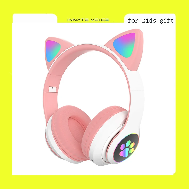 ZK40 Cute Cat Ear Bluetooth Headphones Music Wireless Earphone Earbud With Mic Bass Noise Canceling Headset Children Kids Gifts
