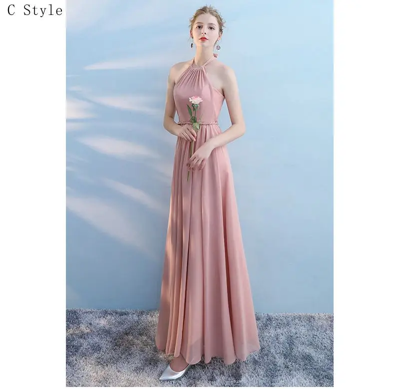 Dusty pink Пыльный розовый серый 6 стиль богемные Длинные свадебные платья шифон сексуальный V образным вырезом линия Свадебное платье для гостей vestido madrinha - Цвет: Dusty pink
