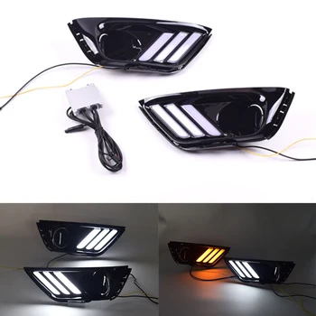 

2Pcs Auto 2 Colors DRL 12V LED Daytime Running Light Turn Signal Day Light For Jeep Compass 2017 2018 2019